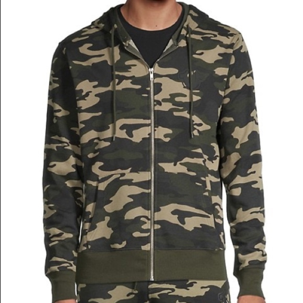 🆕 True Religion graphic Camo Zip Hoodie size small
